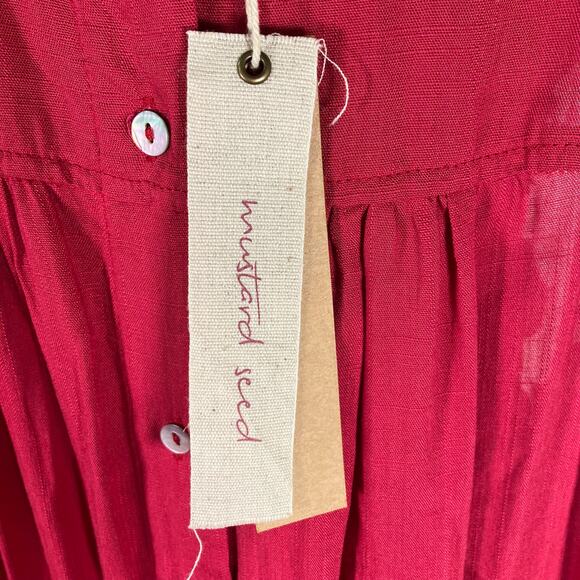 Mustard Seed Red Sleeveless Ruffle Jumpsuit M Button Front Drawstring Waist New - Picture 5 of 15